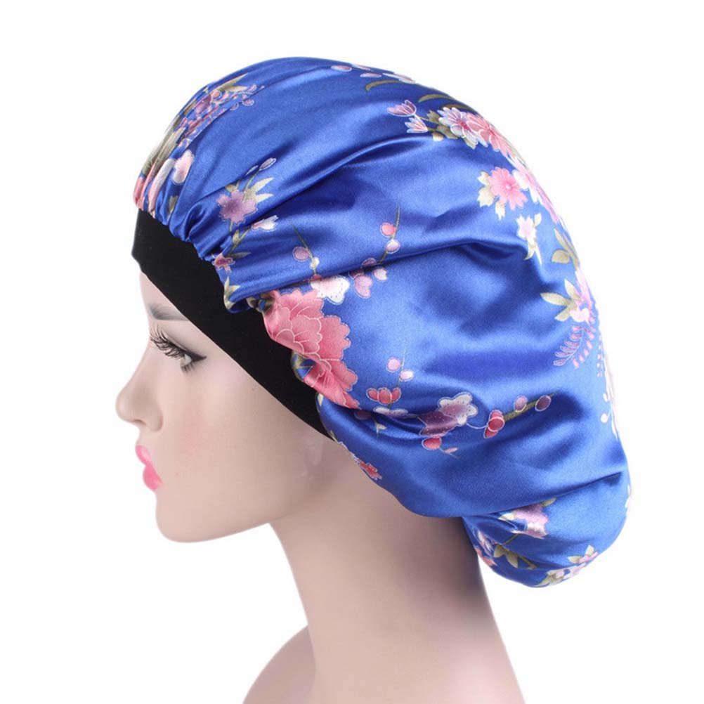 Buy 4pcs Floral Nightcap Wide Side Satin Sleeping Cap Hair Loss Caps