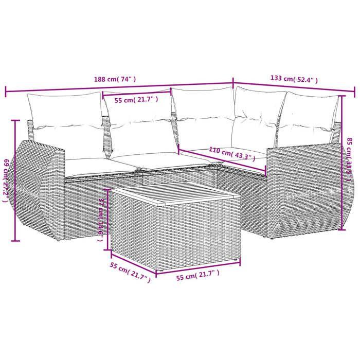 VidaXL Garden Lounge Set with Cushions 5 Pcs Beige Braided Resin 3257318