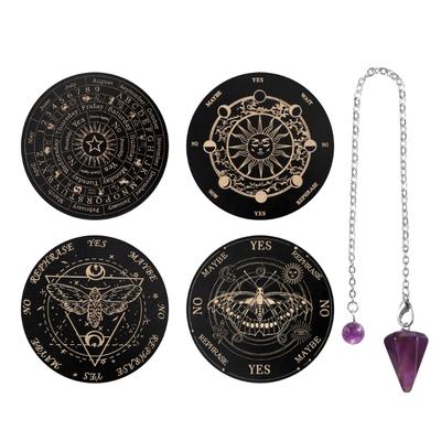 Tavola Messaggi Metafisica per Divinazione Tavola Pendolo in Legno con Pendolo Cristallino per Radioestesia Collana Articoli per Stregoneria