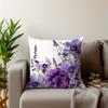 Purple Anemone Lavender Pillow Cover Vintage Botanical Floral Print Boho Wildflower Cushion Case For Sofa Bed Couch Home Decor