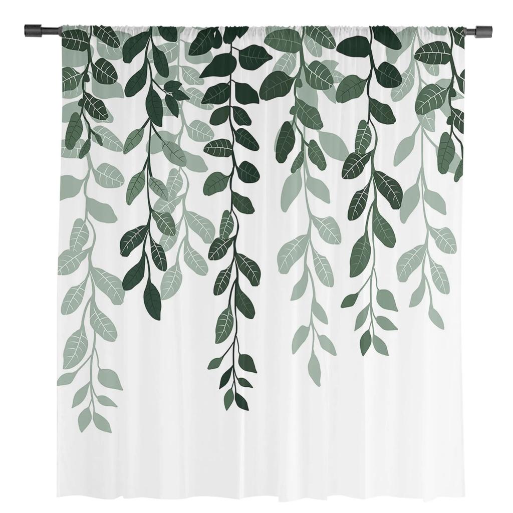 Rustikální listy Rostliny Průsvitné závěsy do obývacího pokoje Kuchyňské okenní závěsy Ložnice Tylové voálové závěsy