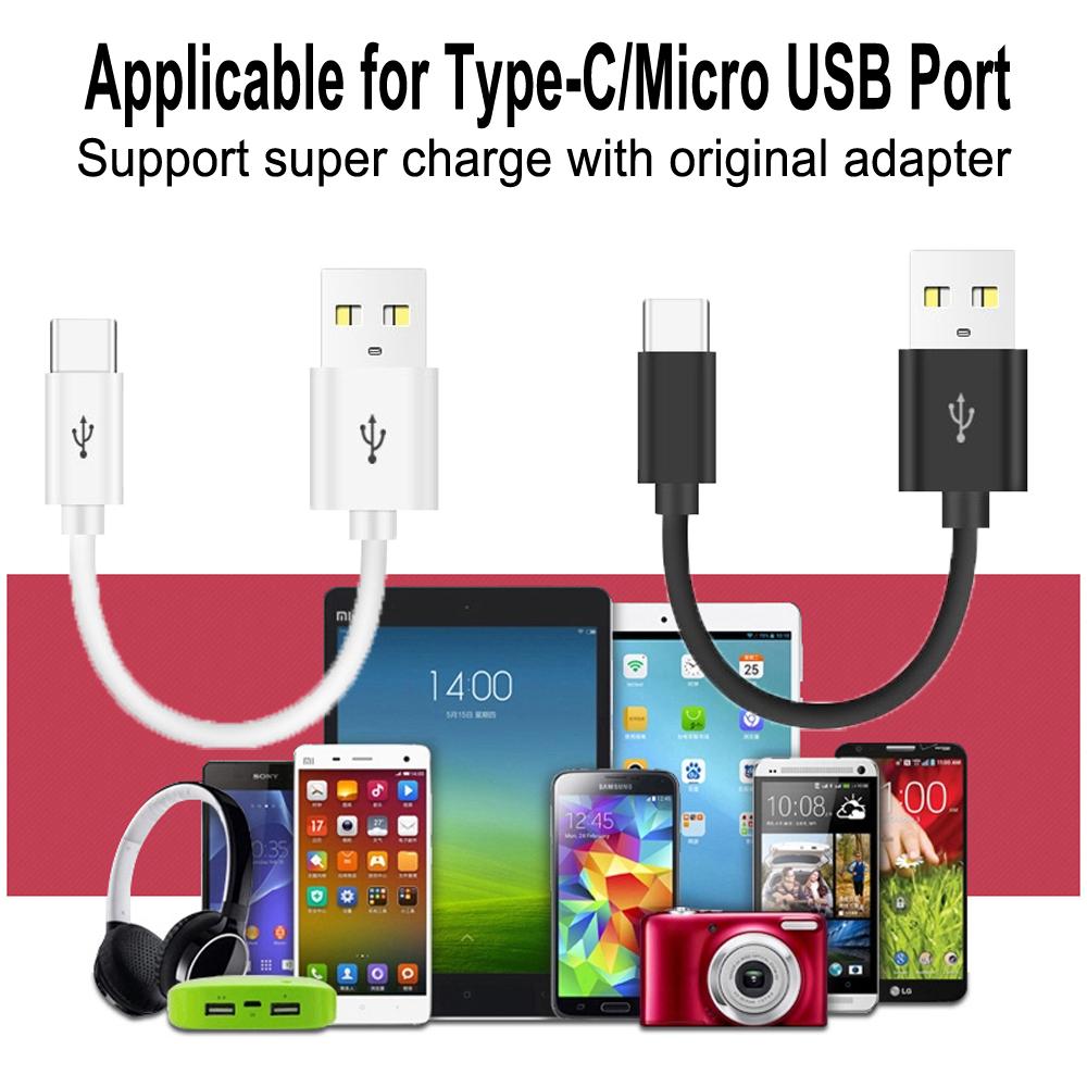 Type C Micro USB Cable 10/20cm Short Fast Charging For Samsung Xiaomi  Android Phone Sync Data Cord USB Adapter Wire
