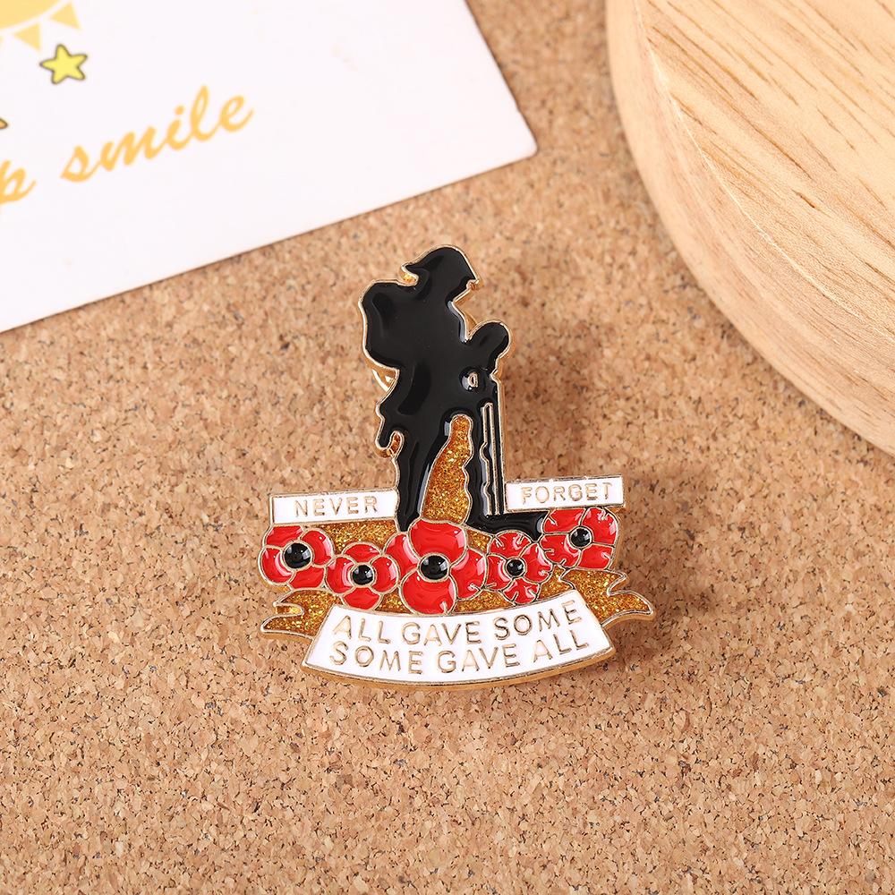 Poppy British Legion Soldier Brooch Oil Dripping Jeans Backpack Decoration Cartoon Characters
