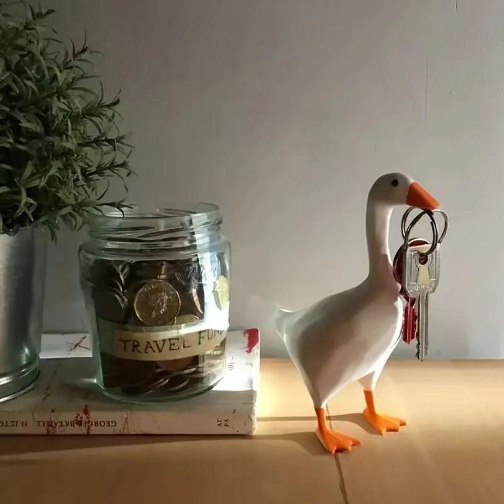 

Gift Idea Resin Desk Decor Resin Material Duck Figurine Magnetic Goose Key Holder Home Decoration