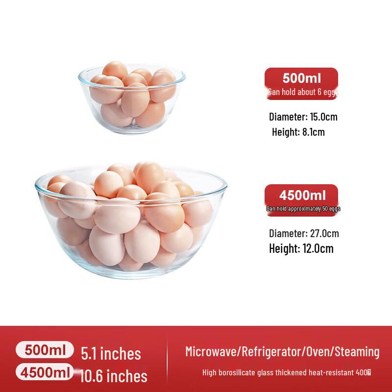 Jingbaodi Heat-Resistant Glass Mixing & Soup Bowl Set