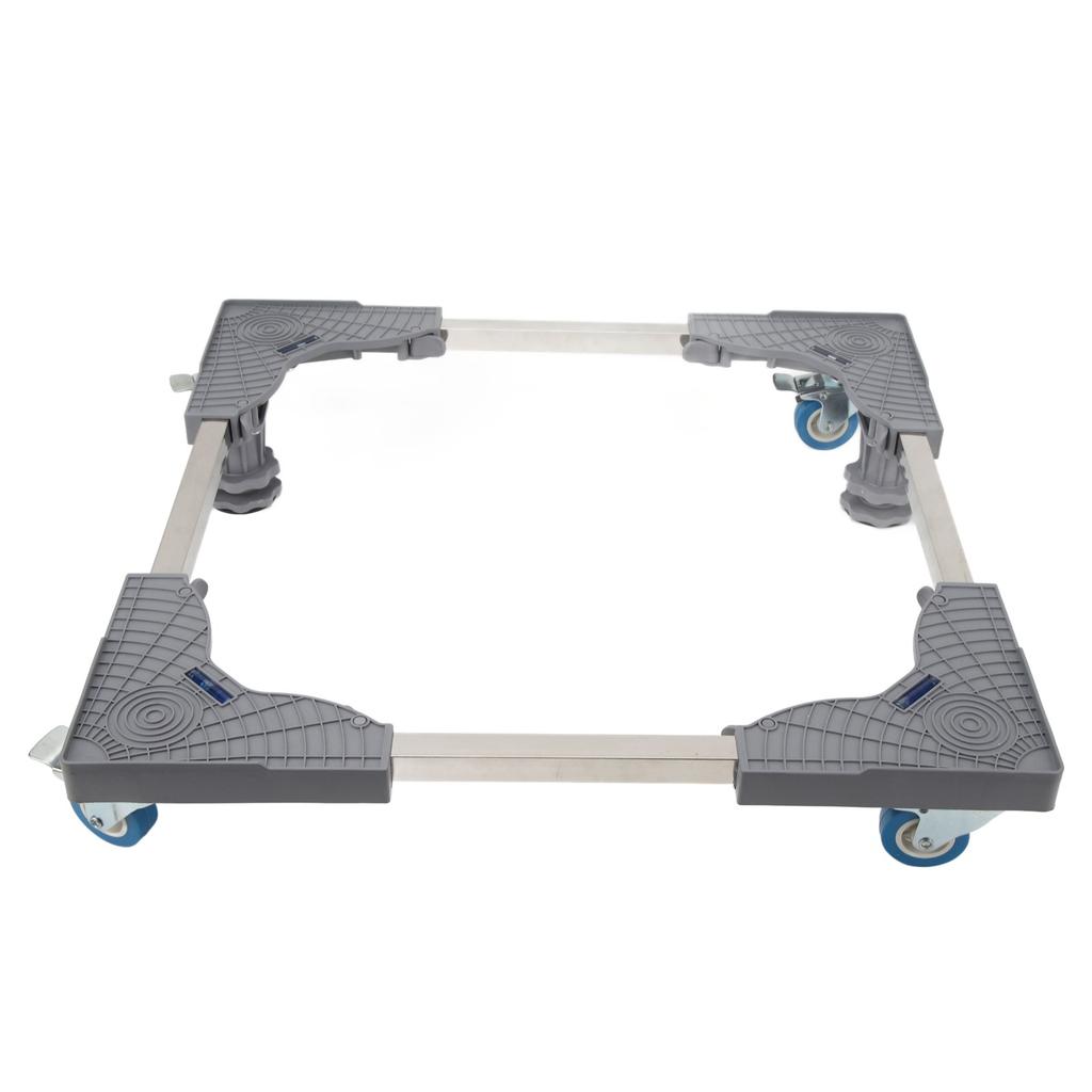 Fridge Stand Adjustable Washing Machine Stand Adjustable Furniture Dolly with 4 Feet 4 Single Wheel Brake Gray