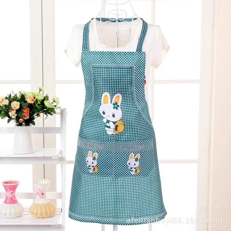 Cartoon Kitchen Cooking Apron Rabbit Sleeveless Double Pocket Household Cleaning Aprons for Adults Women Lady Cloth Protect