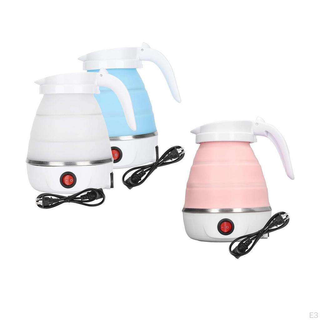 Travel Folding Electric Kettle 600ml Silicone Lightweight Small Water Boiler White