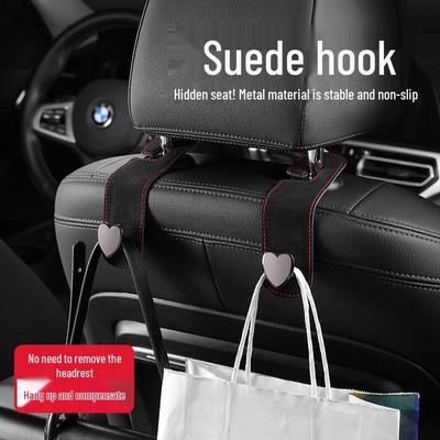 Metal Suede Car Seat Back Hooks Organizer