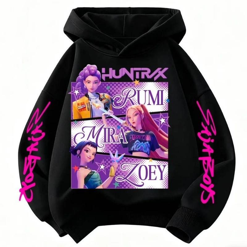 Cute Cartoon Huntrx Mira Rumi Zoey Kids HoTeen Girlsodie Hip Hop Long Sleeve Girls Boys Cute Princess Style Pullover Sweatshirt