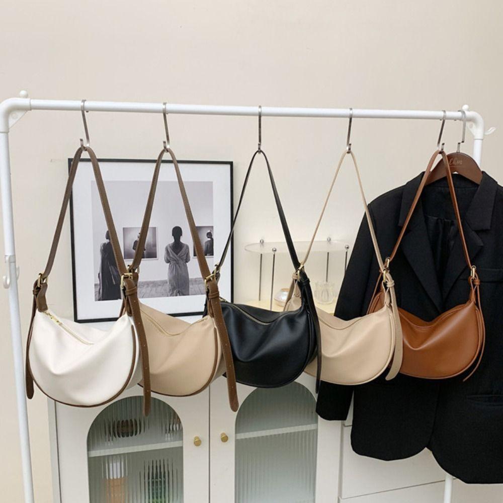 Adjustable Strap Vintage Crossbody Bags Zipper Underarm Dumpling Bag PU Leather Shoulder Bag  party