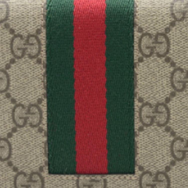 Gucci Vintage Logo Stripe Web Long Zipper Canvas And Leather Wallet Men Wallet Light-Brown 408831-KHN4N-9791