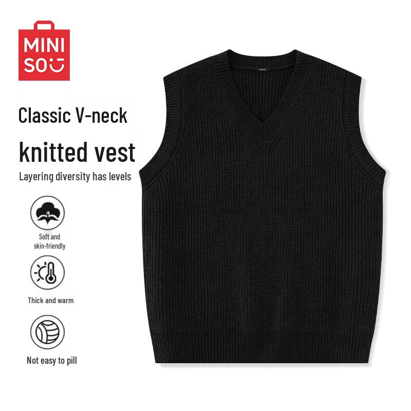 MINISO Мужской вязаный жилет с V-образным вырезом, утолщенный 2XL
