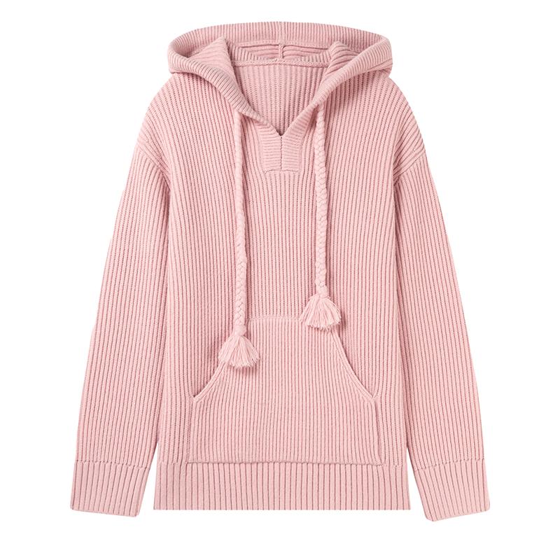 Women s Casual Hooded Knitted Sweater XL