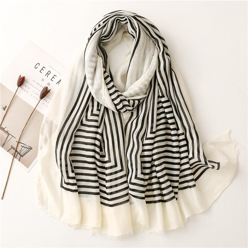 Luxury Fashion Women Viscose Scarf Ink Painting Floral Tassel Hijab Shawls and Wraps Female Foulard Echarpe Muslim Sjaal