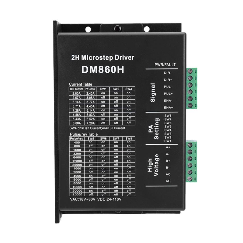 

DM860H DM860 Stepper Motor Drive 0-200khz 2 Phase Stepper Motor Controller AC18-80V Or DC 24-110V Fit for Nema34 Stepper Motor DM860