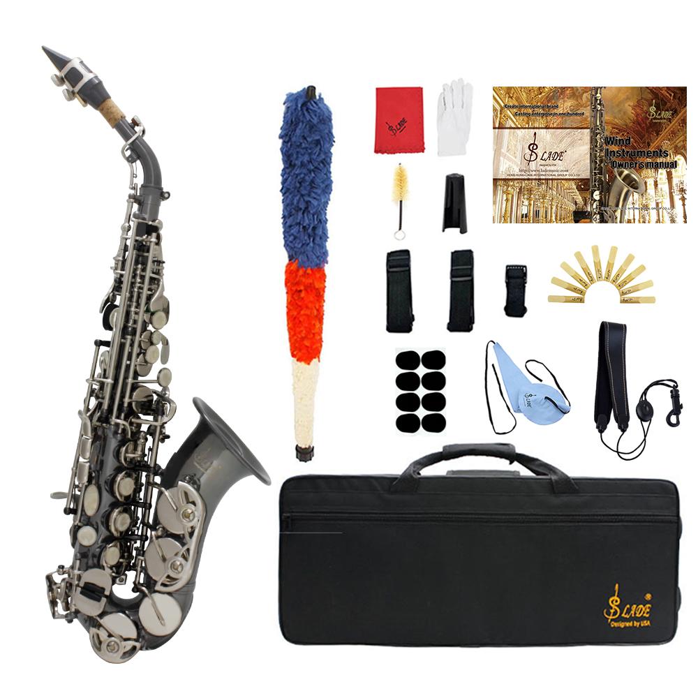 SLADE Bb Soprano Saxophone Brass Body B Flat Sax Engraved Floral Saxofon with Case Reeds Woodwind Instrument Parts & Accessories