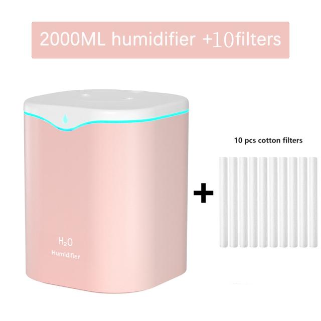 Air Humidifier Double Nozzle 2l Essential Oil Aroma Diffuser With Coloful Led Light Ultrasonic Humidifiers Aromatherapy Diffuser