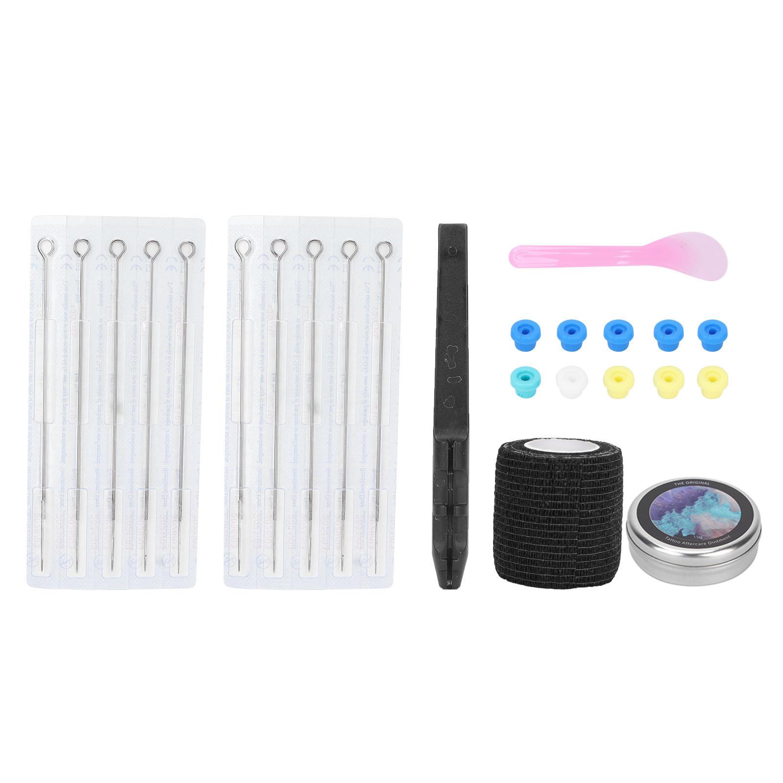 Kit de tatouage à main DIY Crème de réparation pour tatouage Ensemble de stylos de tatouage traditionnels Noir 7RL