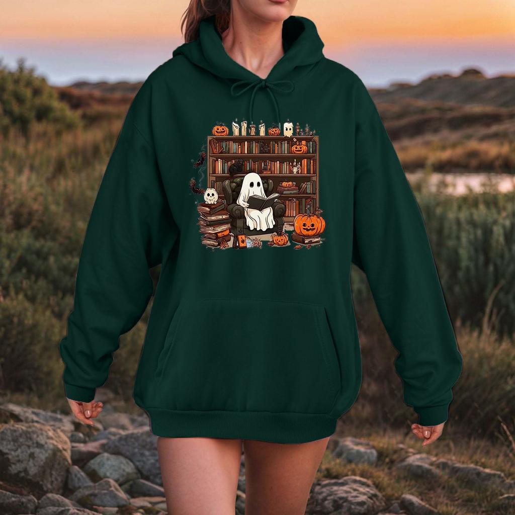 Women Fashion O Neck Long Sleeve Printed Top Hoodie Sweatshirt