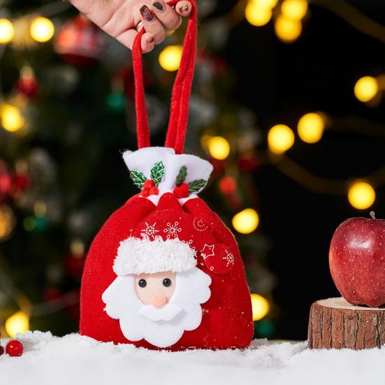 Christmas Gift Bags 3D Snowman Santa Elk Doll Reusable Xmas Burlap Sacks with Handle for Christmas Party Favors Holiday Presents Wrapping