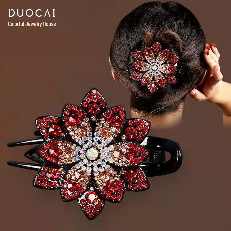 

Стразовая заколка-крокодил для волос: Фиксатор для прически Зажим-акула и заколка Головной убор Style