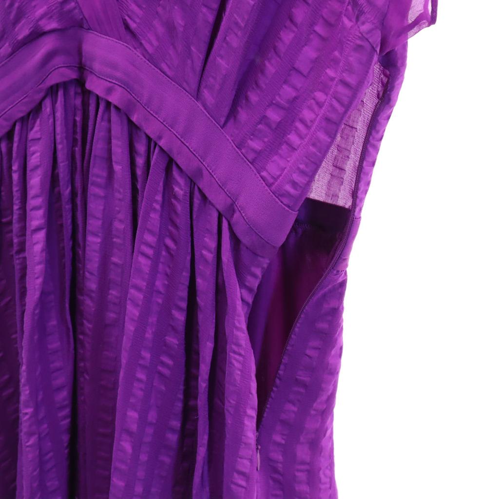 BALENCIAGA.SILK Short sleeve V neck one piece 38 purple French sleeve Women Used