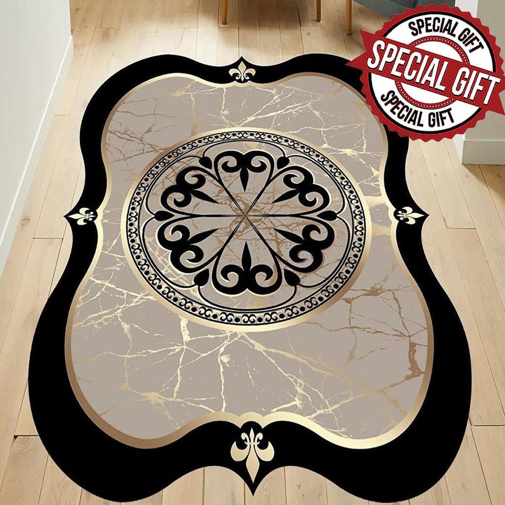 ePeddler Home Decorativo Oro Motivo Marmo Stampa Digitale Lavabile Antiscivolo Fondo a Punti Tappeto e Passatoia di Nuova Generazione per Salotto, Cucina, Camera da Letto