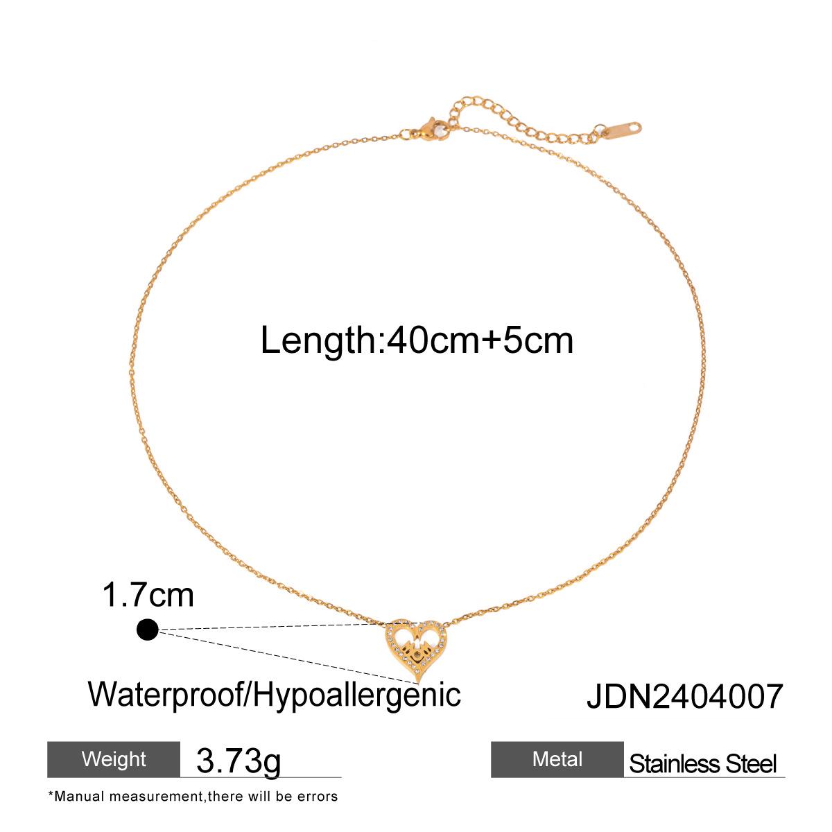 

Ожерелье из нержавеющей стали 18-каратного золота в форме сердца с надписью MOM и стразами, 45+5 см