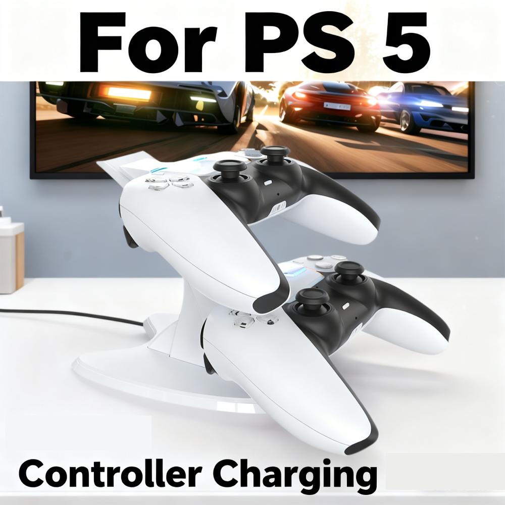 For PS5 Controller Charging Station with Indicator Light Fast Dual Charging Dock Overcharge Protection Game Accessories