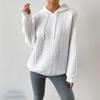 2023 Autumn Plus Size Women's Jacquard Hooded Tie-Up Long Sleeve Loose Sweatshirt
