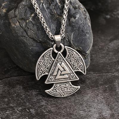 1pc Nordic Viking Style Symbol Necklace with Retro Pattern Details Exquisite Niche Thick Chain Design Suitable Party Dark