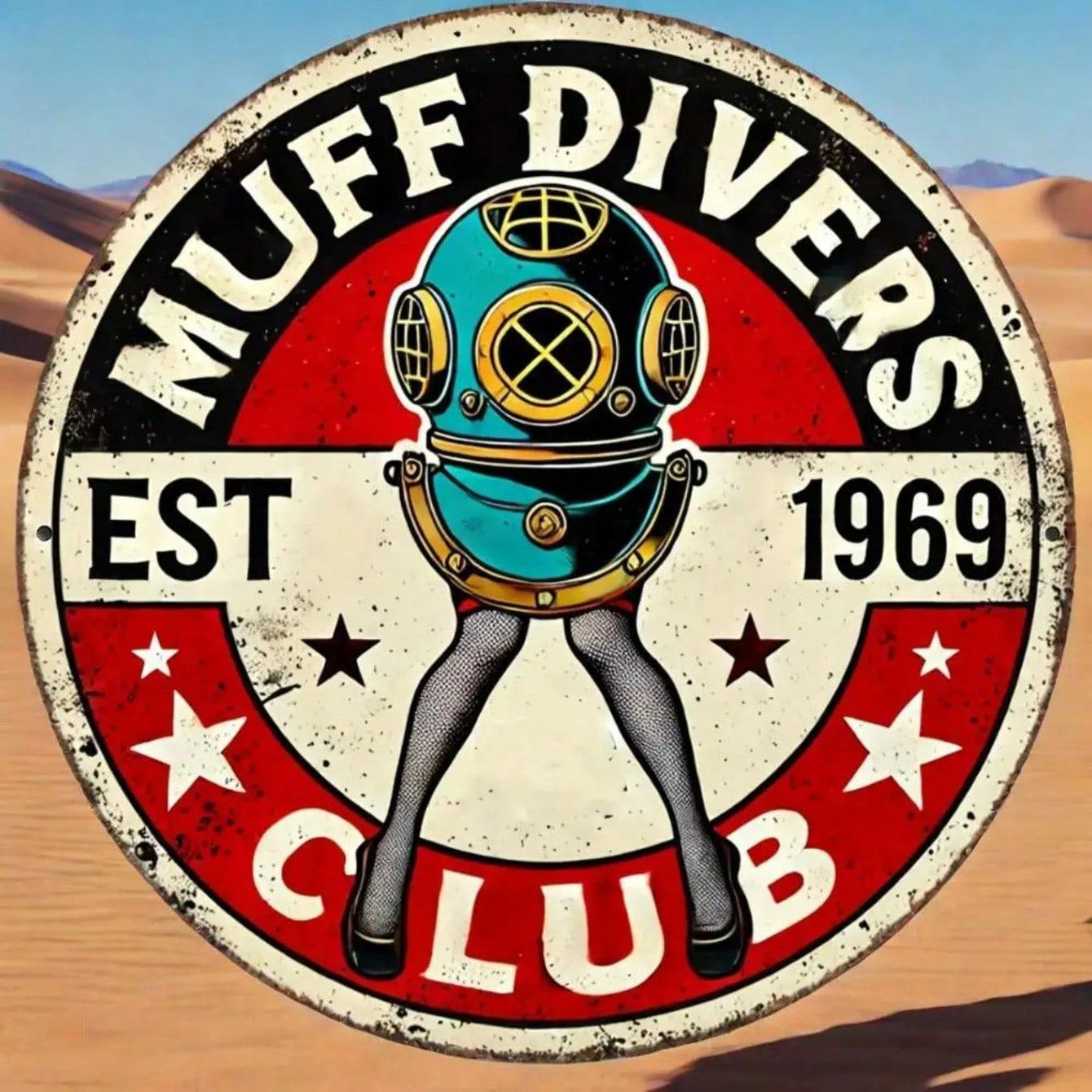Vintage Diving Helmet Metal Tin Sign Muff Divers Club 1969 Retro Wall Art Decor TYA12940-20x20cm разноцветный