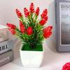 Plastic Lily Cherry Blossom Rose Flowers Potted Plant For Decor Home