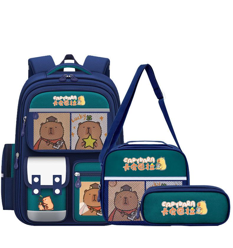 Capybara Schooltassen voor Jongens Meisjes Basisschooltas Cartoon Schoolrugzak Set Rugzak Bagpack Kinderen Leuke Kinder Boekentassen