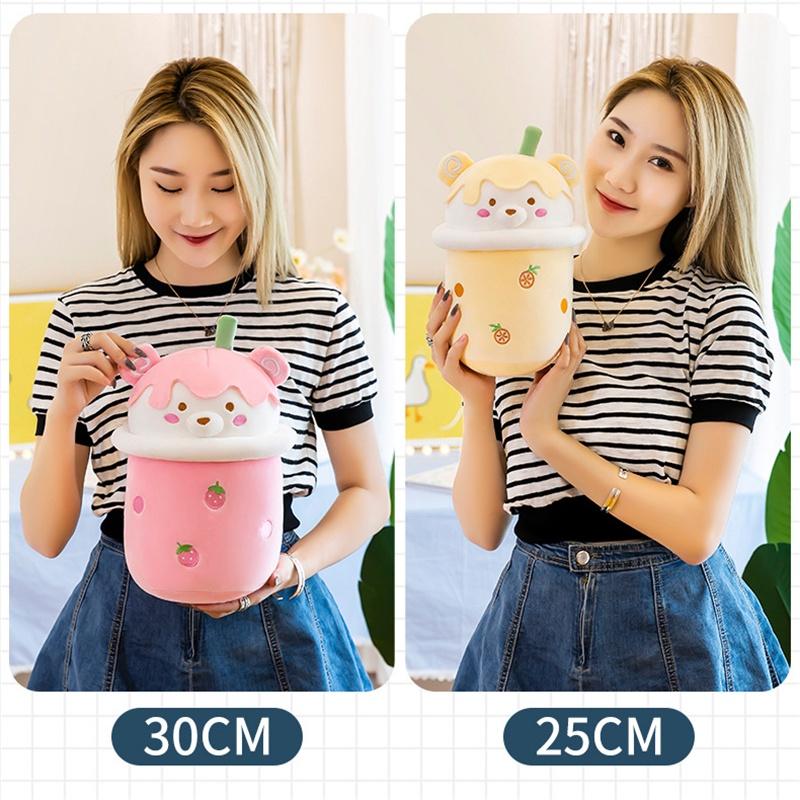 Cute Plush Milk Tea Bear Toy Pillow For Kids And Adults Soft And Cuddly