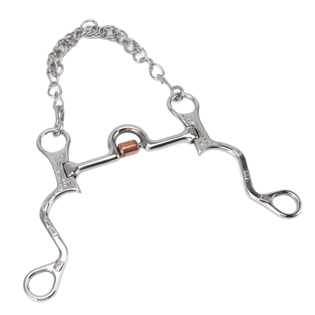 120mm Horse Mouth Snaffle with Chain Stainless Steel Horse Bit for Equestrian Training Equipment