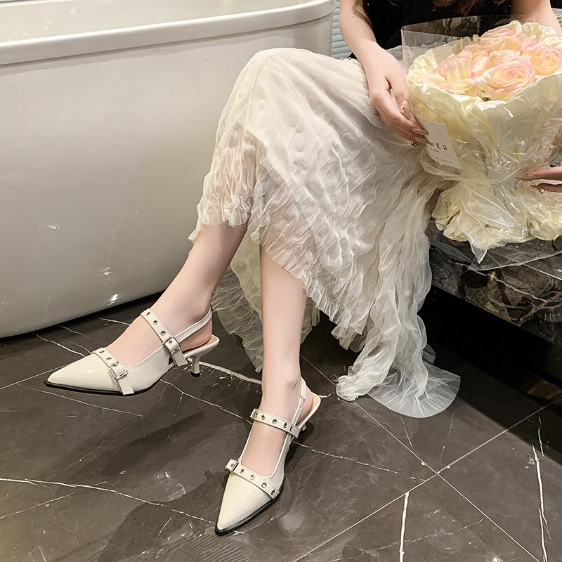 Designer Summer Rivet Women Sandals Fashion Pointed Toe Singbacks Shoes Ladies Elegant Dancing Party High Heel Sandalias