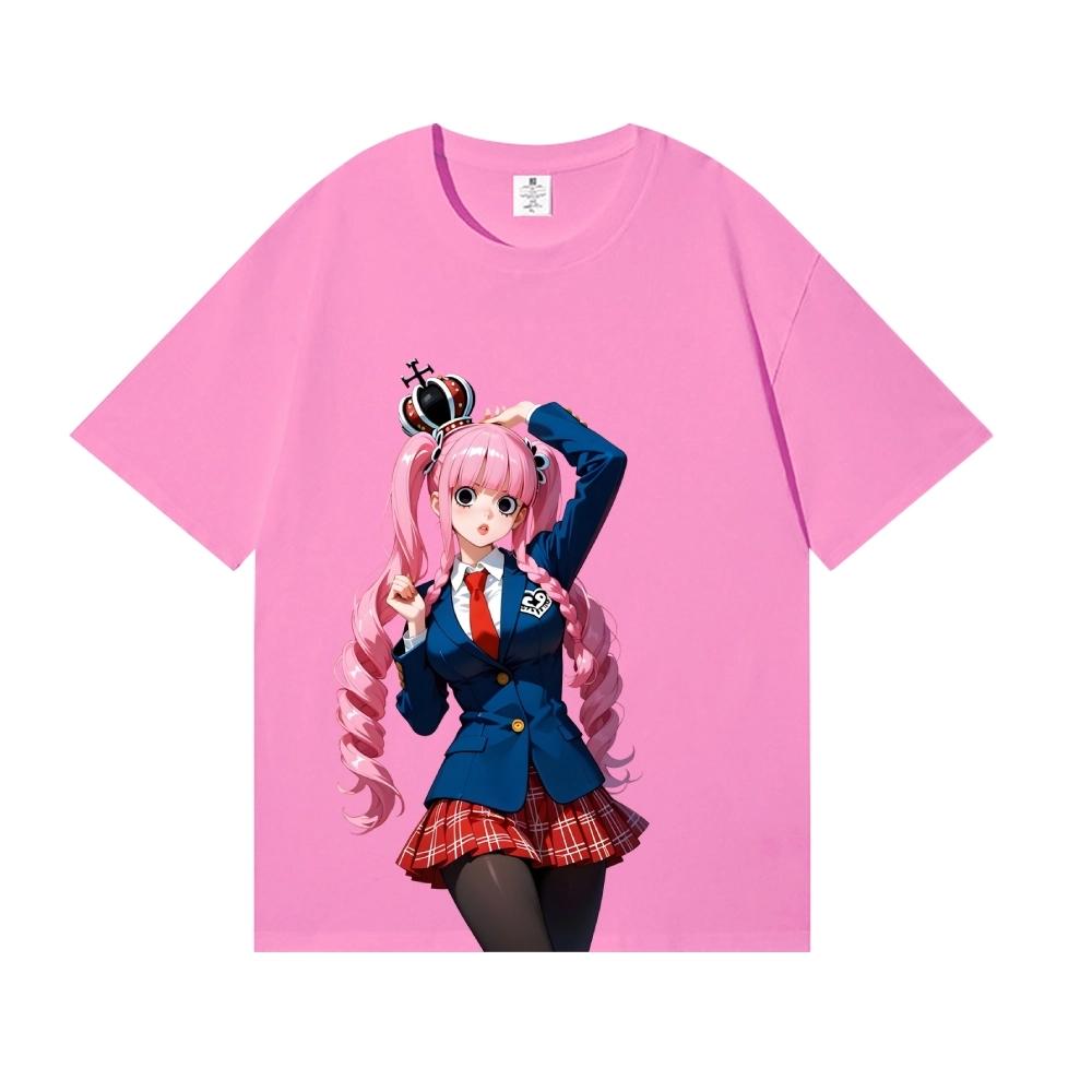 Anime One Piece Perona Hollow Ghost Goth Style Vertical Portrait Print Tshirt Unisex Retro Unisexga Oversized Cotton Short Sleeve