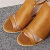 Fashion Sandals Women's 2025 Summer Hollow Middle-heeled Roman Shoes Beige Female Casual Peep Toe Back Zipper Sapatos Femininos 31-48