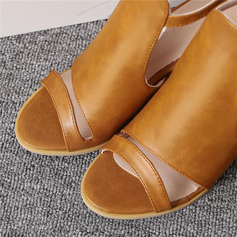 Fashion Sandals Women's 2025 Summer Hollow Middle-heeled Roman Shoes Beige Female Casual Peep Toe Back Zipper Sapatos Femininos 31-48