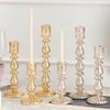 Candle Stick Holders Tapers Candle Holders Ribbed Glass Candlestick Holders with Wide Round Base for Dining Table Shelf Display, Home Accent, and