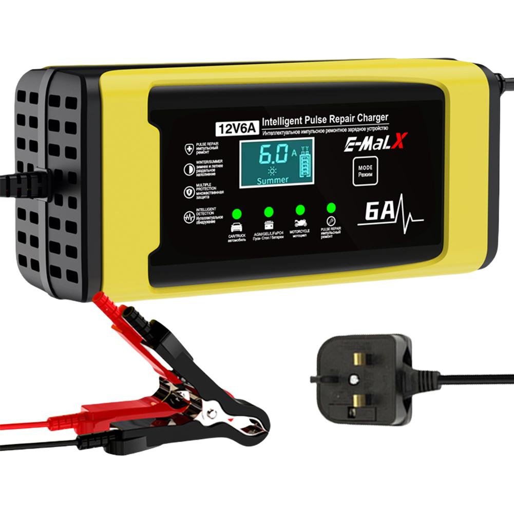 12V 6A Car Battery Charger 110-240V Power Puls Repair Charger Wet Dry Lead Acid Battery LED Display Moto Truck Battery Charger