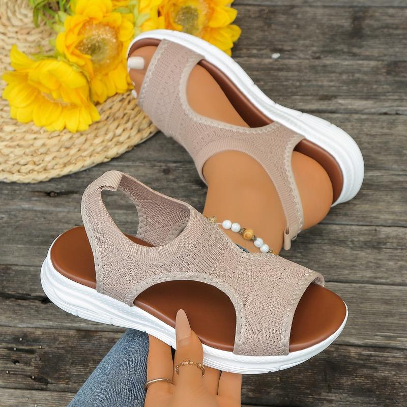 Summer new European and American large-size platform sandals women's foot cover fly-woven casual beach sandals