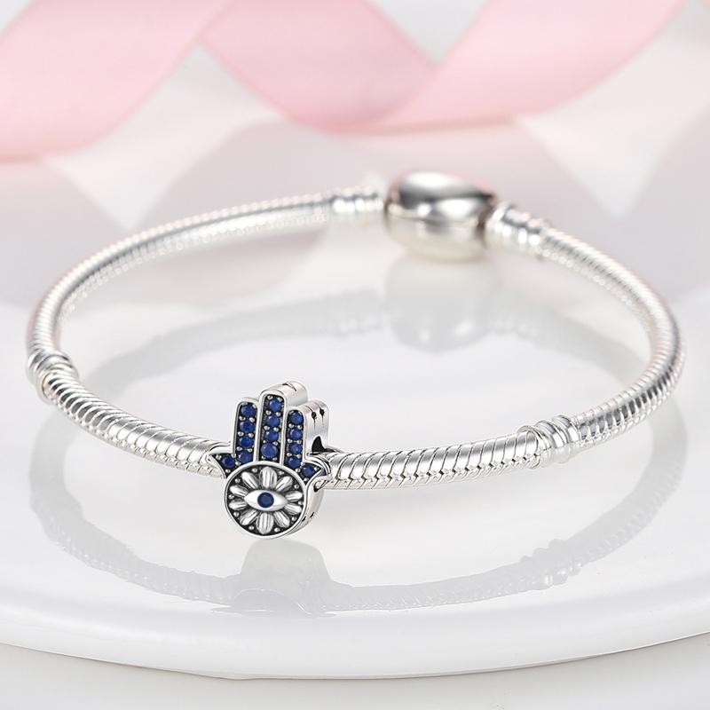 Bakır Zarif Güzel Mavi Şeytan Gözü Takı Ucu Kadınlar İçin Orijinal Bilekliklere Uyar Takı Yapımı