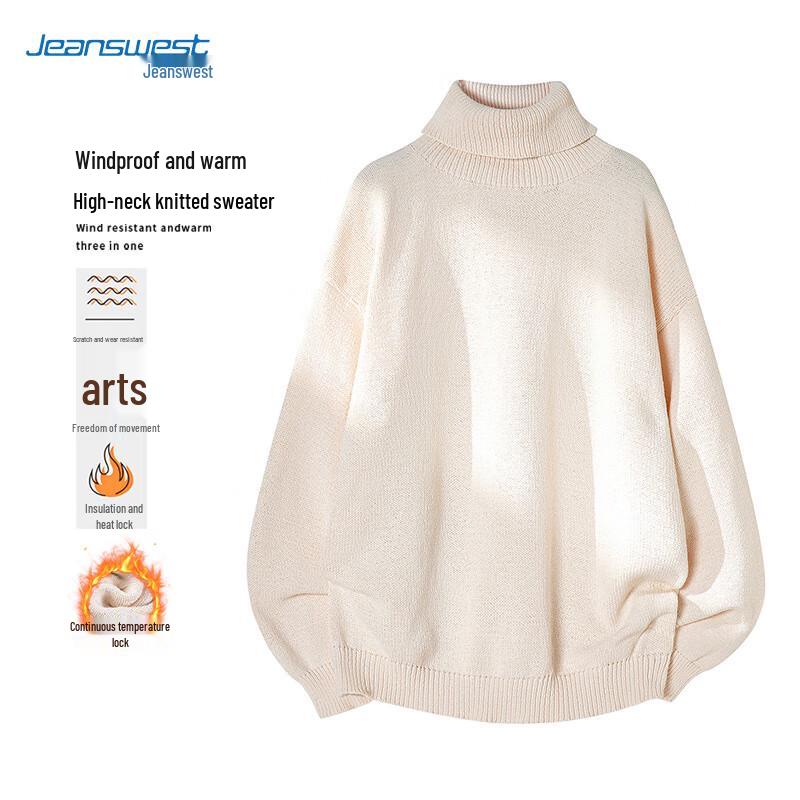 JEANSWEST Men's High-Neck Warm Knit Sweater