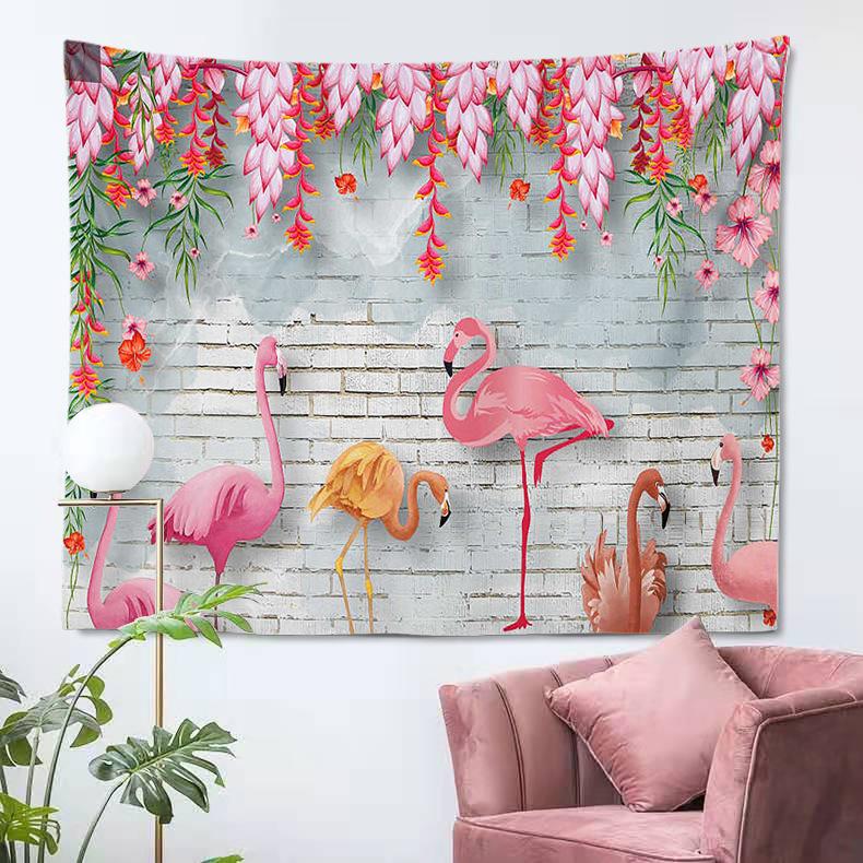 Pink Flamingo Tapestry Wall Background Cloth Sofa Decoration Wild Animals Hanging Tapestry for Bedroom Home Living Room Decor