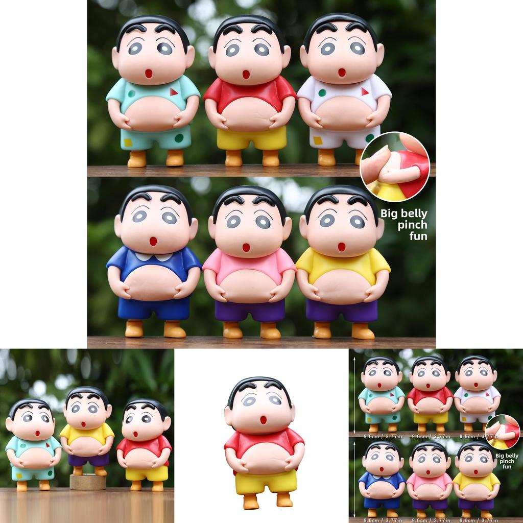 6pcs Creative Crayon Shin Chan Pinch Belly Model Pendant Set For All Ages
