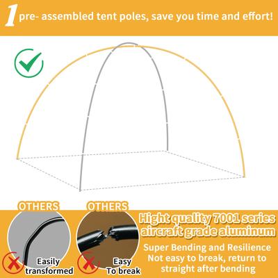 Aluminum Tent Poles Replacement Pre-Assembled Tent Poles Lightweight Tent Pole Repair Kit for Hiking Camping Backpacking Tent
