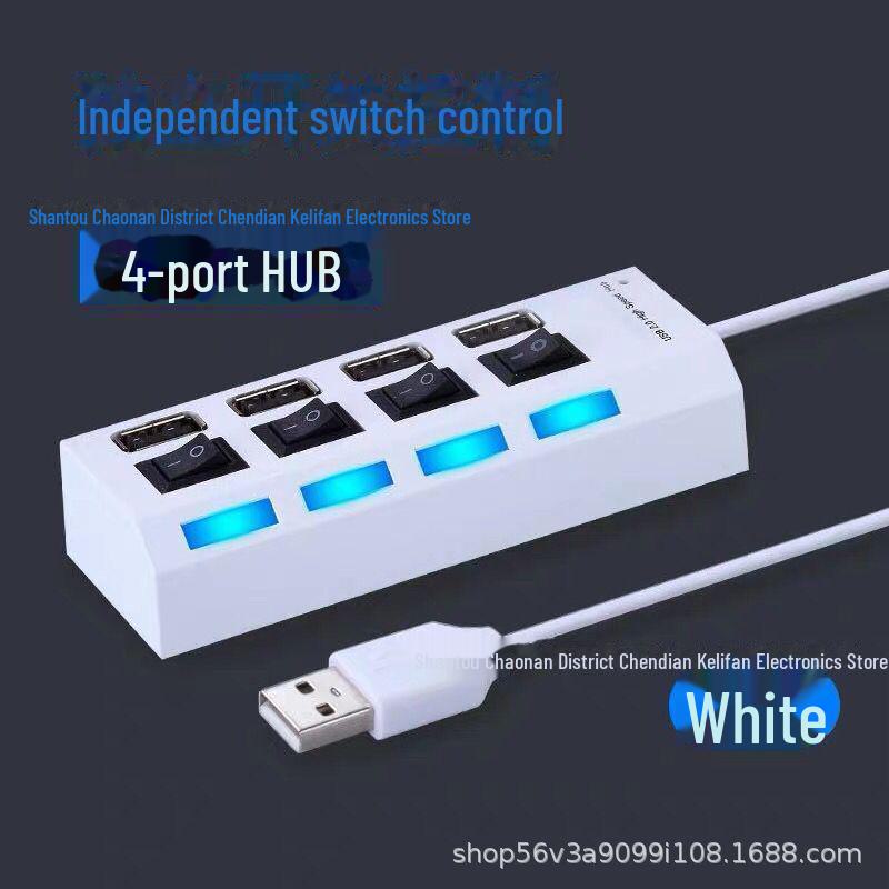 Hub USB 7 Puertos con Interruptores Independientes y Expansor de Hub de Luz de Alta Velocidad de 4 Puertos